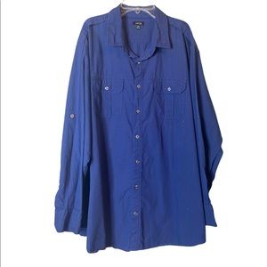 Apt 9 2XB blue mens longsleeve button down Shirt big & tall adjustable sleeves